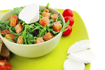 salad with smoked salmon and fromage