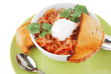 vegetable soup and toasts