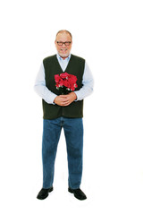 Man red roses flowers