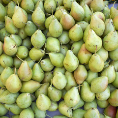 fresh pears closeup, background