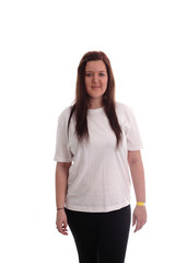 Fototapeta premium Blank white shirt teen girl, ready for your text or design