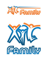 Obraz premium A family emblem. Graphic figures, joyfully jumping up together