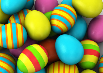 Fototapeta na wymiar 3d Colored Easter Eggs on white background