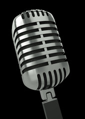 Classic microphone against a black background