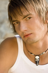 young charm man close-up portrait