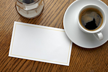 Obraz na płótnie Canvas coffe cup drink and blank note card