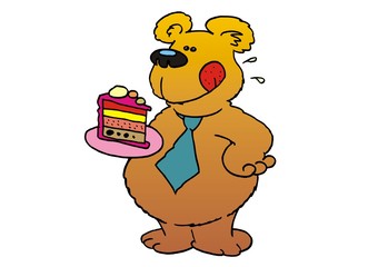 Bär mit Kuchen