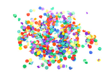 colorful confetti over white background