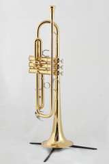golden trumpet on a stand