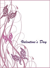 Vintage card with butterfly for Valentine's day