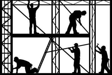 Construction workers - obrazy, fototapety, plakaty