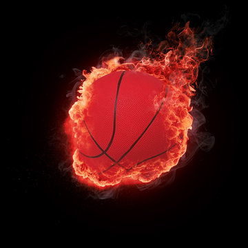 Flying basketball in flames
