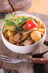 grilled meat with potatoes