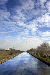 Fototapeta na wymiar cloudy sky reflect in the river