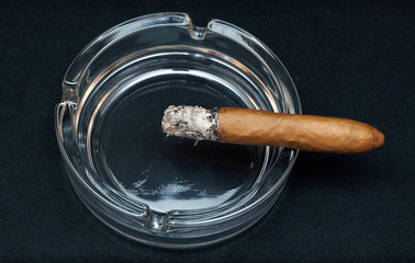 Smoking cigar in an ashtray