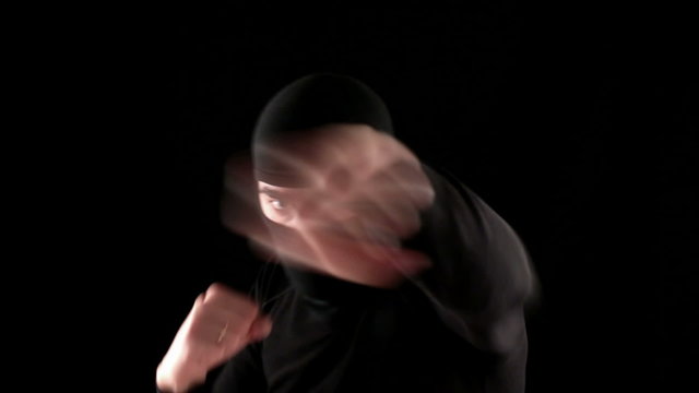 ready to fight ninja on black background