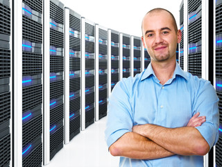 man in datacenter