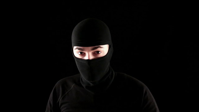 ready to fight ninja on black background