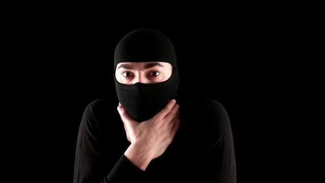ninja dies on black background