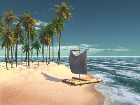 balsa en una playa