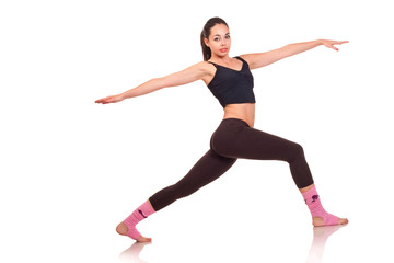 Fototapeta na wymiar young girl doing a fitness exercises