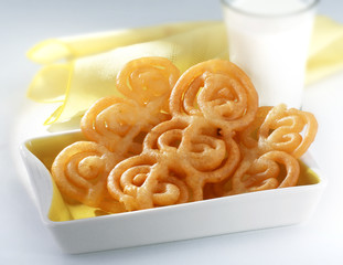 Jalebi in White Dish