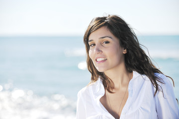 happy young woman on beach