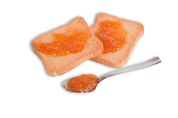 Naklejka na ściany i meble toasted bread with apricot jam