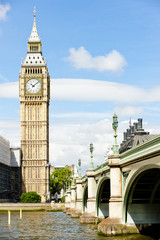 Fototapeta na wymiar Big Ben and Westminster Bridge, London, Great Britain