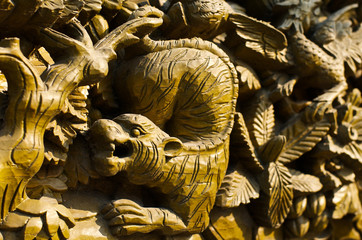 Wood carving from a temple in Thailand