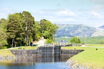 Fototapeta na wymiar Laggan Locks on Caledonian Canal, West Highlands, Scotland