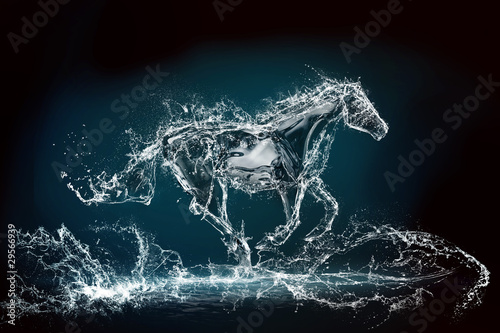природа животные конь вода креативные графика скачать