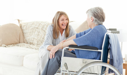 Seniors friends talking together