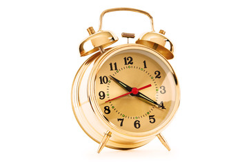 Time concept - alarm clock isolated on the white