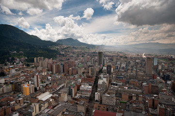 View from above of downtown Bogota in Colombia