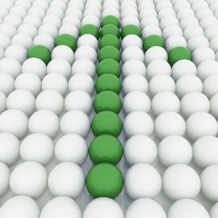 White 3D balls with green balls
