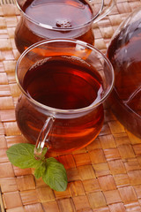 Green tea, healthy drink in table! Fresh hot tea!