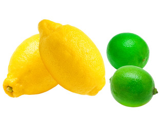 Lemon and lime isolated on white background