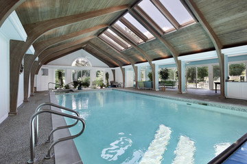 Indoor swimming pool with skylights