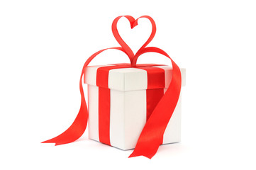 Gift box, bow and heart