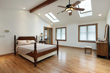 Master bedroom with skylights