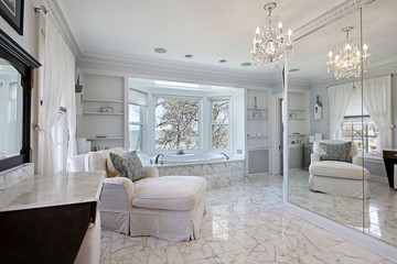 Master bath with lake view