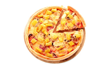 Tasty Italian pizza over white