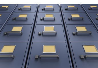 Wall of filing cabinets