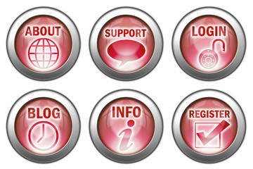 Set of 6 Red Website Buttons