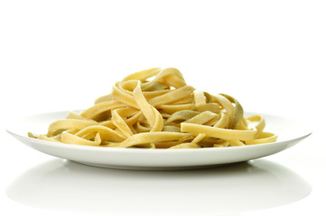 Cooked spinach pasta