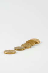 Australian two dollar coins isolated on background