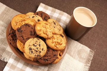 Various cookies and coffee