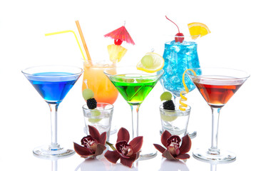 Cocktails Blue hawaiian, Martini, tequila, margarita