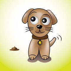 cute puppy wags its tail illustration © i3alda